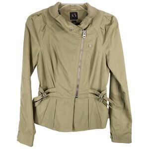 Armani Exchange Small Jacket Beige Full‎ Zip Snap Collar Pockets Lined 708